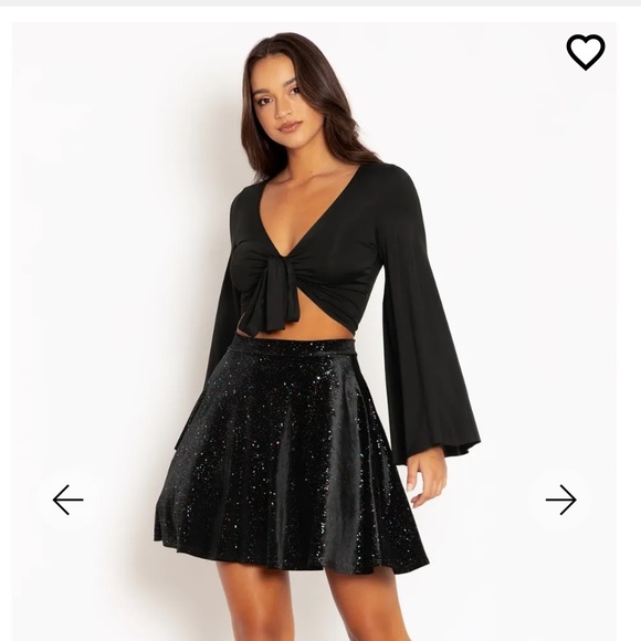 EUC BLACKMILK ALL THAT GLITTERS MULTI VELVET POCKET SKATER SKIRT L - Picture 1 of 3